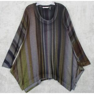 Soft Surroundings Blouse Medium Asymmetric Hem Relaxed Boxy Boho Lagenlook Brown